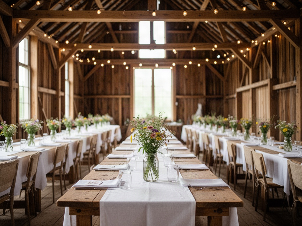 Barn set for the wedding reception